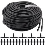 Aienxn 100FT 1/4 "boş dağıtım boru damla sulama hortumu, bahçe sulama tüp hattı ile 20 adet damla sulama dikenli konektörler bahçe sulama sistemi Q-064