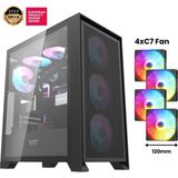 AIGO DRX70 Mesh AT-750W 80+ Bronze USB3.0 Type-C 4×12CM Fan Temperli Cam Siyah ATX Kasa - 750 W