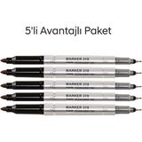Aıhao AH-319 Çift Uçlu CD ve DVD Kalemi Siyah Renk 5 li Paket - 14cm