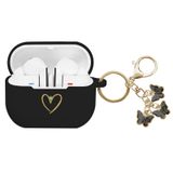 AIIEKZ Samsung Galaxy Buds 3 Pro ve Galaxy Buds 3 (2024) ile uyumlu, Altın Kalp Desenli Yumuşak Silikon Kılıf Sevimli Kelebek Anahtarlık Kız Kadınlar için (Siyah)