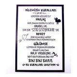 Aile Ahşap Duvar Tablosu Yazılı Kurallar 35X74