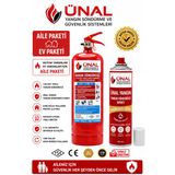 Aile Paketi 1 Kg Kkt Yangın Söndürme Tüpü + 500 Ml Yangın Söndürme Spreyi Ev Ve Mutfak