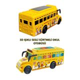 Ailenizin Oyuncakçısı 3D Işıklı Okul Otobüsü Sesli Sürtmeli Oyuncak Otobüs 15.5 Cm