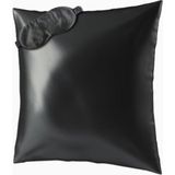Aılorıa Beauty Sleep Seti, 100% Dut Ipeği Yastık Kılıfı (80X80) ve Göz Maskesi - Siyah - 80 x 80 cm