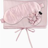Aılorıa Travel Set Beauty M, %100 Dut Ipeğinden Çanta, Uyku Maskesi ve Saç Tokası - Pembe
