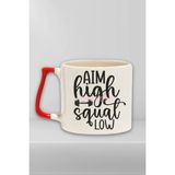 Aim High Squat Low Yazılı Gym Spor Squat Motivasyonu Hediyelik Kulplu Kupa Bardak - Kırmızı