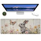 ainori Çiçekli Tavşan Mouse Pad - 30,48 x 80,0 cm Büyük Oyun Masası Matı Sevimli Tavşan ve Kelebek Tasarımlı - Ofis Evi için Kaymaz Kauçuk Fare Altlığı - Doğa ve Hayvan Severler için Hediyeler Dekor