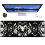 ainori Gotik Koç Kafatası Oyun Mouse Pad - 30,48 x 80,0 cm Koyu Çiçekli ve Güve Tasarımlı Kaymaz Kauçuk Masa Matı - Ofis Ev için Büyük Genişletilmiş Fare Altlığı - Goth ve Gizli Sanat Dekoru için