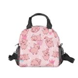 AIOMXZZ Kadınlar için Domuz Öğle Yemeği Çantası, Küçük Öğle Yemeği Çantaları Yalıtılmış, Çocuklar için Kawaii Yeniden Kullanılabilir Beslenme Çantası, Çalışma Okulu için Pembe Dondurulabilir Öğle