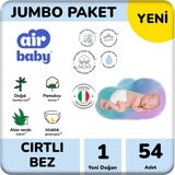 Air Baby Jumbo Paket Yeni Doğan Bebek Bezi 1 Numara 54 Adet 2-5 kg - Yenidoğan