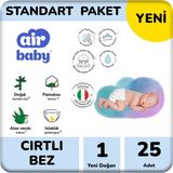 Air Baby Standart Paket Yeni Doğan Bebek Bezi 1 Numara 25 Adet 2-5 kg - Yenidoğan