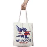 Air Force Askeri Iki Tarafı Kalıcı Baskılı Yıkanabilir Bez Çanta Omuz Çantası