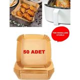 Air Fryer Pişirme Kağıdı Yağlı Kağıt Kare Kraft 16CM Kare Lüx Pişirme Kağıdı 50 Adet