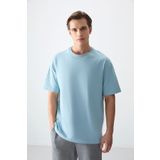 Air Jones 88353 Açık Mavi Kalın Yumuşak Dokulu Oversize Fit Basic Erkek T-Shirt