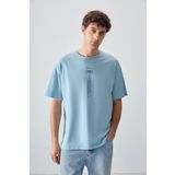 Air Jones 88355 Açık Mavi Kalın Yumuşak Dokulu Oversize Fit Baskılı Erkek T-Shirt