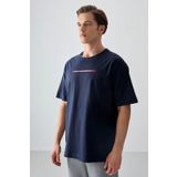 Air Jones 88358 Lacivert Kalın Yumuşak Dokulu Oversize Fit Baskılı Erkek T-Shirt