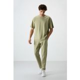 AIR JONES Açık Çağla Pamuklu Kalın Yumuşak Dokulu Oversize Fit Basic Erkek Eşofman Takım - 85251
