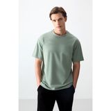 Air Jones Açık Yeşil Pamuklu Kalın Yumuşak Dokulu Oversize Fit Basic Erkek T-Shirt - 88378 - XXL - 2XL