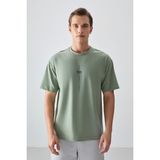 Air Jones Açık Yeşil Pamuklu Kalın Yumuşak Dokulu Oversize Fit Baskılı Erkek T-Shirt - 88373 - XXL - 2XL