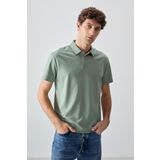 AIR JONES Açık Yeşil Pamuklu Kalın Yumuşak Dokulu Polo Yaka Oversize Fit Basic Erkek T-Shirt - 88381