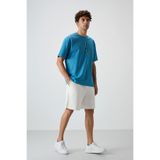 AIR JONES Ekru Pamuklu Kalın Yumuşak Dokulu Comfort Fit Basic Erkek Şort