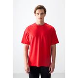Air Jones Fiesta Pamuklu Kalın Yumuşak Dokulu Oversize Fit Basic Erkek T-Shirt - 88377 - 2XL - 105 - Kırmızı