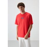 Air Jones Fiesta Pamuklu Kalın Yüzeyi Dokulu Oversize Fit Baskılı Erkek T-Shirt - 88367 - 105 - Kırmızı