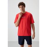 Air Jones Fiesta Pamuklu Kalın Yüzeyi Dokulu Oversize Fit Baskılı Erkek T-Shirt - 88372 - XL