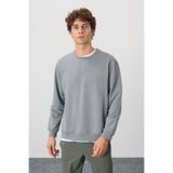 AIR JONES Gri Melanj Pamuk Yumuşak Dokulu Standart Fit Basic Erkek Sweatshirt - 88363