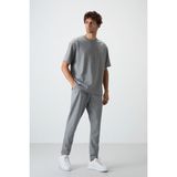 Air Jones Gri Melanj Pamuklu Kalın Yumuşak Dokulu Oversize Fit Basic Erkek Eşofman Takım - 85251 - XL
