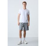 Air Jones Gri Melanj Pamuklu Kalın Yumuşak Dokulu Standart Fit Basic Erkek Şort - 81276 - 2XL