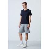 AIR JONES Gri Melanj Pamuklu Kalın Yumuşak Dokulu Standart Fit Basic Erkek Şort - 81280
