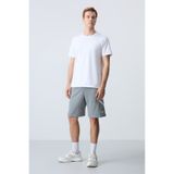 AIR JONES Gri Melanj Pamuklu Kalın Yumuşak Dokulu Standart Fit Basic Erkek Şort - 81281