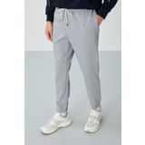 AIR JONES Gri Melanj Yüzeyi Dokulu Standart Fit Erkek Eşofman Alt - 82156
