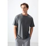 Air Jones Haki Pamuklu Kalın Yumuşak Dokulu Oversize Fit Basic Erkek T-Shirt - 88378 - 2XL