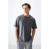 AIR JONES Haki Pamuklu Kalın Yumuşak Dokulu Oversize Fit Basic Erkek T- Shirt - 88378