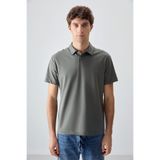 AIR JONES Haki Pamuklu Kalın Yumuşak Dokulu Polo Yaka Oversize Fit Basic Erkek T- Shirt - 88381