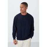AIR JONES İndigo Pamuk Yumuşak Dokulu Standart Fit Basic Erkek Sweatshirt - 88363