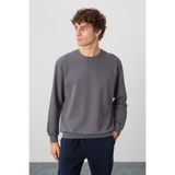 AIR JONES Koyu Gri Pamuk Yumuşak Dokulu Standart Fit Basic Erkek Sweatshirt - 88363