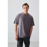 AIR JONES Koyu Gri Pamuklu Kalın Yumuşak Dokulu Oversize Fit Basic Erkek T- Shirt - 88377