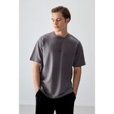 Air Jones Koyu Gri Pamuklu Kalın Yumuşak Dokulu Oversize Fit Baskılı Erkek T-Shirt - 88373 - 2XL