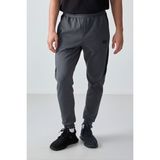 AIR JONES Koyu Gri Yüzeyi Dokulu Standart Fit Nakışlı Erkek Eşofman Alt - 82126