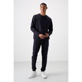 AIR JONES Lacivert Pamuklu Kalın Yumuşak Dokulu Comfort Fit Baskılı Erkek Eşofman Takım - 85253