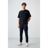 AIR JONES Lacivert Pamuklu Kalın Yumuşak Dokulu Oversize Fit Nakışlı Erkek Eşofman Takım - 85252