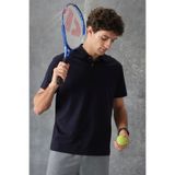 AIR JONES Lacivert Pamuklu Kalın Yumuşak Dokulu Polo Yaka Oversize Fit Basic Erkek T- Shirt - 88382, Lacivert, M