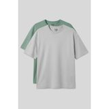 Air Jones Oversize Fit Basic 2li Paket Taş-Açık Yeşil Erkek T-Shirt - 88353