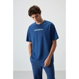 AIR JONES Parlament Pamuklu Kalın Yüzeyi Dokulu Oversize Fit Baskılı Erkek T-Shirt - 88365