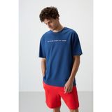 Air Jones Parlament Pamuklu Kalın Yüzeyi Dokulu Oversize Fit Baskılı Erkek T-Shirt - 88371 - 2XL