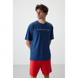 AIR JONES Parlament Pamuklu Kalın Yüzeyi Dokulu Oversize Fit Baskılı Erkek T-Shirt - 88371