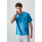 Air Jones Petrol Mavi Pamuklu Kalın Yumuşak Dokulu Oversize Fit Basic Erkek T-Shirt - 88377 - 2XL